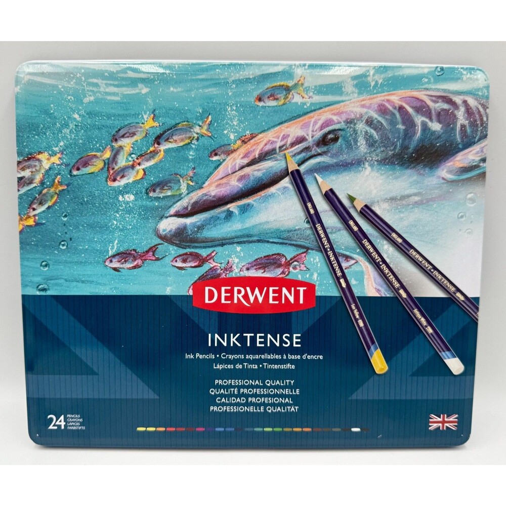 DERWENT Inktense 24 Ink Pencil Set Tin Art Drawing New Sealed MPN 0700929